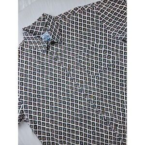 VTG‎ Cambridge Classics Mens Diamond Print Button Down Shirt Size L 100% Cotton
